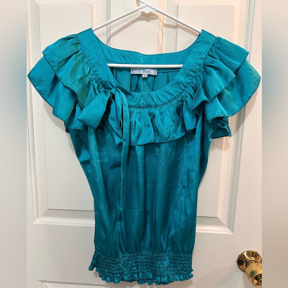 3/$10 T. bleu teal blouse